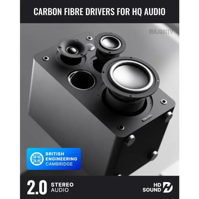 Majority Speakers Active D100X 100W 5'' 3-Way BT/USB/HDMI/DSP/Phono Black (pair) — image 3