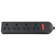 Mercury POWER Extension Trailing Socket Heavy Duty 4-Gang 13A Black 429.622UK