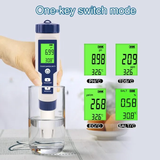 Noyafa Water Quality Tester with 5-in-1 Measurement (pH, TDS, EC, ORP, Temperature), Automatic Calibration, IP65 NF-EZ9909 SP — image 4