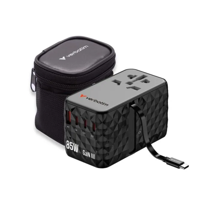 Verbatim Universal Charger Travel Adapter USB-C Retractable Cable 85W CNT-02 — image 4