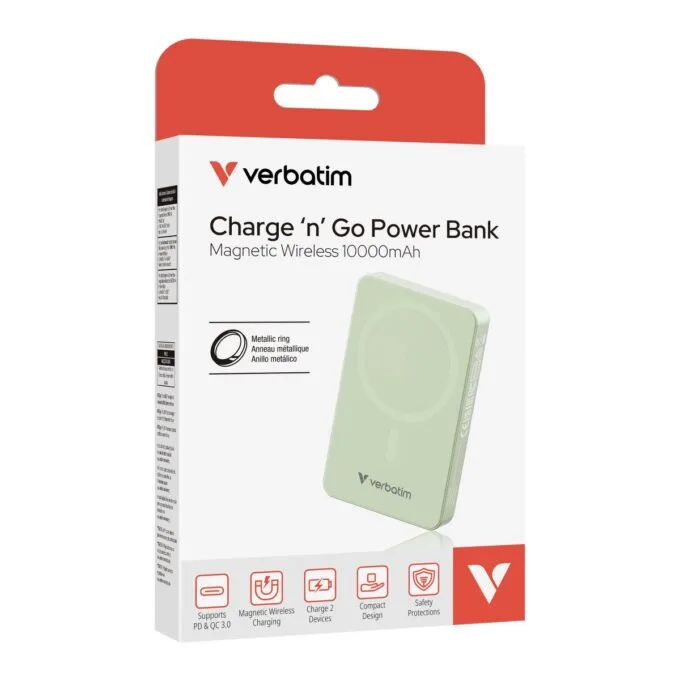 Verbatim Powerbank Wireless Magnetic 10000 Green 32228 — image 4