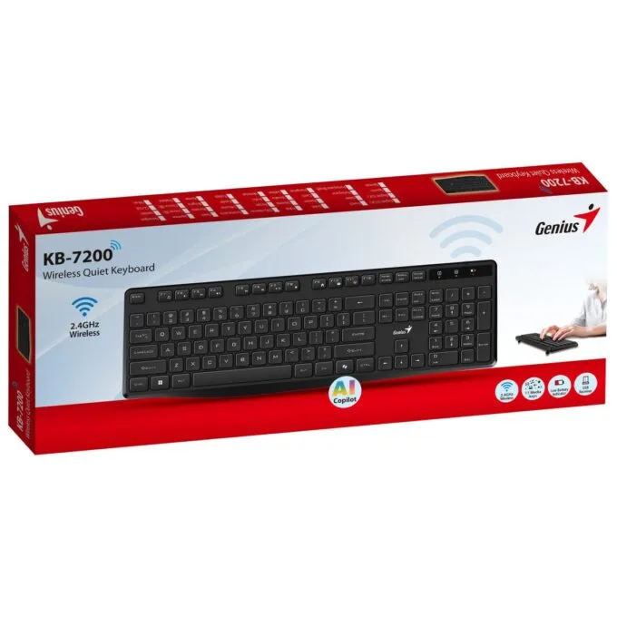 Genius Keyboard Wireless AI Silent & Low Profile KB-7200 English — image 4