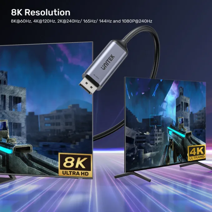 Unitek Converter USB-C to DP Cable 8K60Hz 1.8m Bidirectional V1423D — image 4