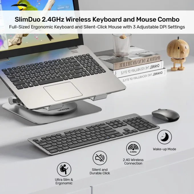 Unitek IT Keyboard & Mouse Combo Wireless 2.4GHz English SlimDuo T054 Space Grey — image 4