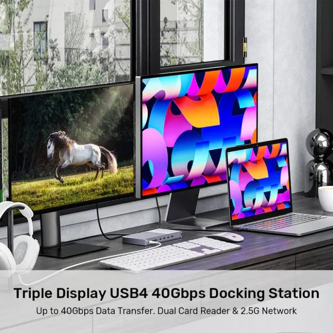 Unitek USB-C Hub Docking Station USB4 40Gbps Triple 4K Display & 2.5G Lan with 120W PSU D1117A — image 4