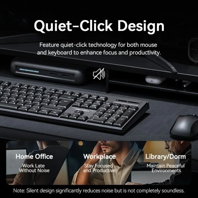 Vention Keyboard and Mouse Combo Wireless Silent Slim Full Size KTZB0-EN — image 8
