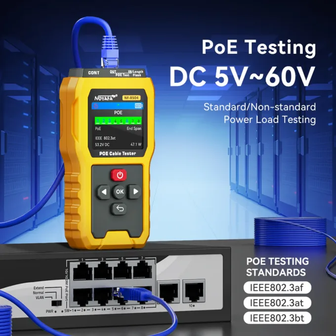 Noyafa Multi-Function Cable Tester for Continuity & Wiremap, PoE, Length Measurement, Port Flash, Color Screen & Rechargeable Battery NF-8504 — image 4