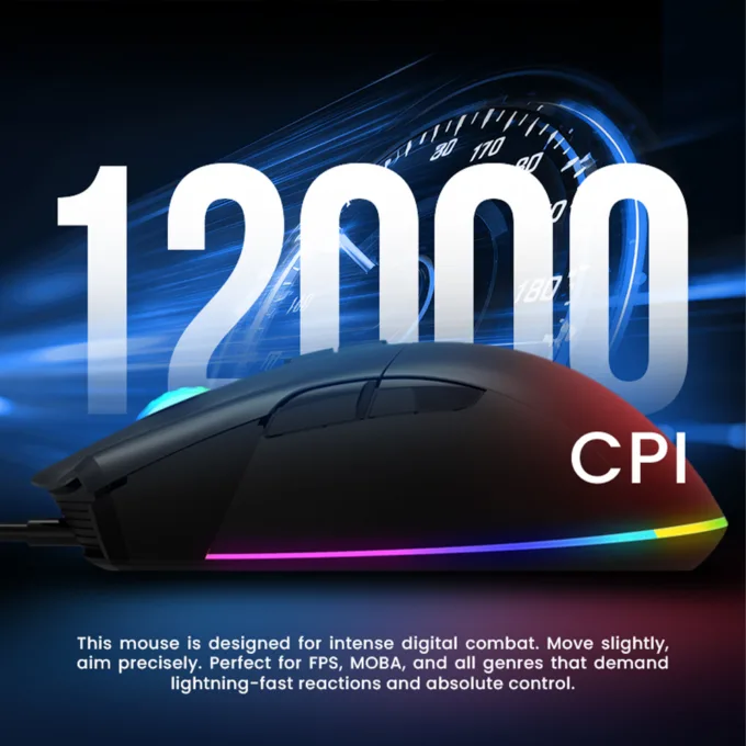Armaggeddon Gaming Mouse Wired 12000CPI Silent , HUANO Switches FALCON V STEALTH Black — image 4