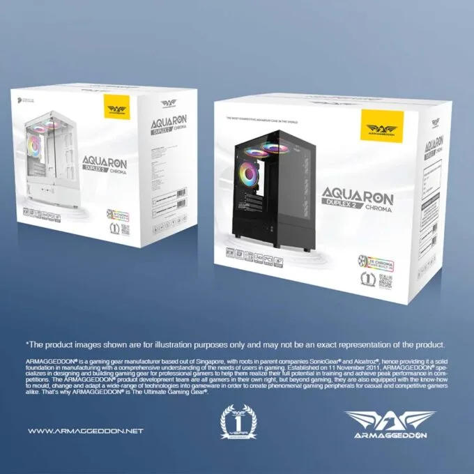 Armaggeddon Gaming Case M-ATX AQUARON DUPLEX 2 CHROMA Black (3x Chroma Fans) — image 4
