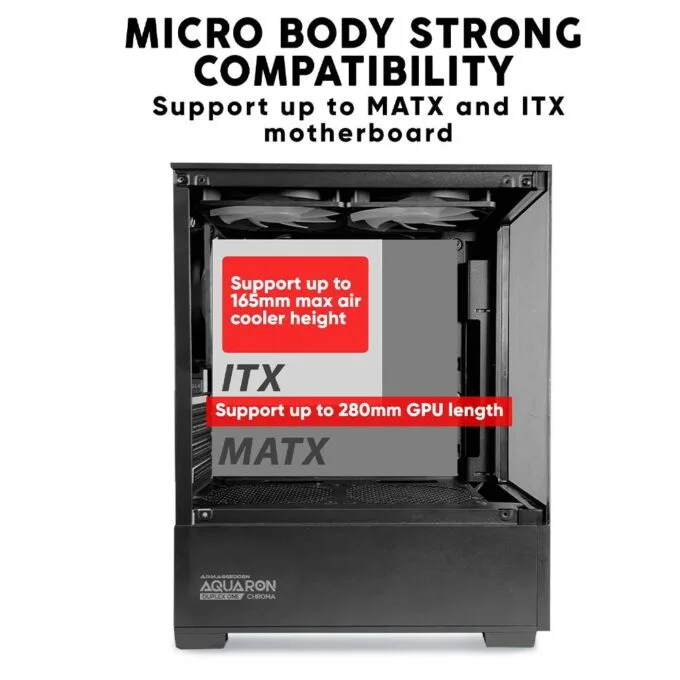 Armaggeddon Gaming Case M-ATX AQUARON NEMO Black (3x Chroma Fans & 250W 80+ PSU) — image 3