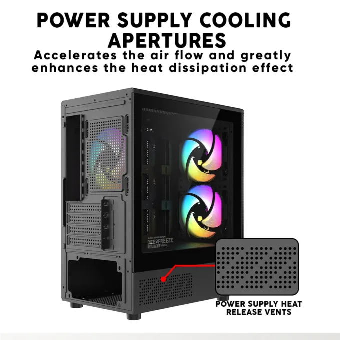 Armaggeddon Gaming Case M-ATX AQUARON NEMO 3 Black (5x RGB Fans & 250W 80+ PSU) — image 4