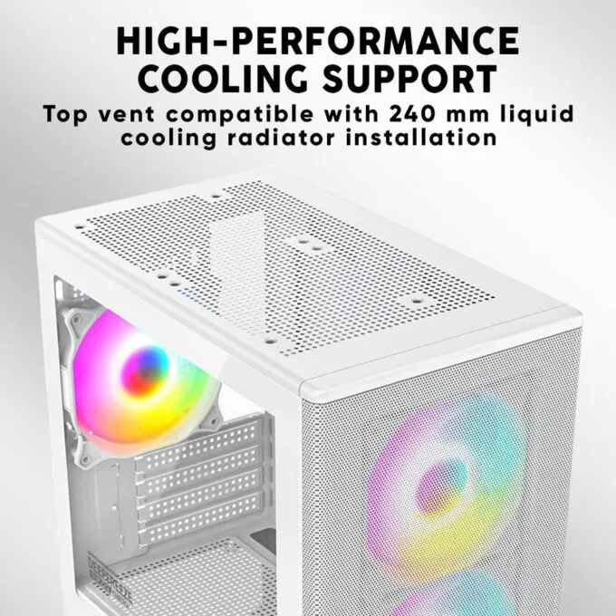 Armaggeddon Gaming Case M-ATX DEEPFREEZE DUPLEX 2 CHROMA White (3x Chroma Fans) — image 4