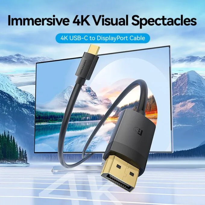 Vention Converter USB-C to DisplayPort Cable 4K60Hz 2.0m CRJBH — image 2
