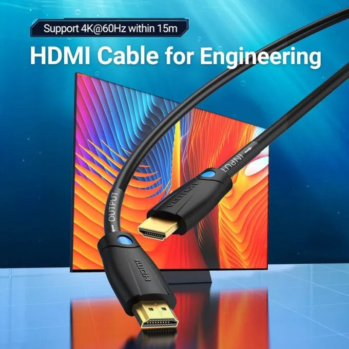 Vention HDMI Cable 2.0 4K60Hz Pro Industrial 5.0m Black AAMBJ — image 2