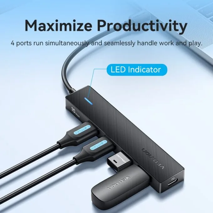 Vention IT HUB USB-C 3.2 4xA + PD100W USB-C Port CKCBB — image 5