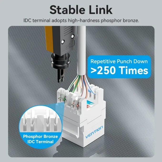 Vention NETWORK Keystone Jack CAT6 UTP 180 degrees White IRHW0 — image 5
