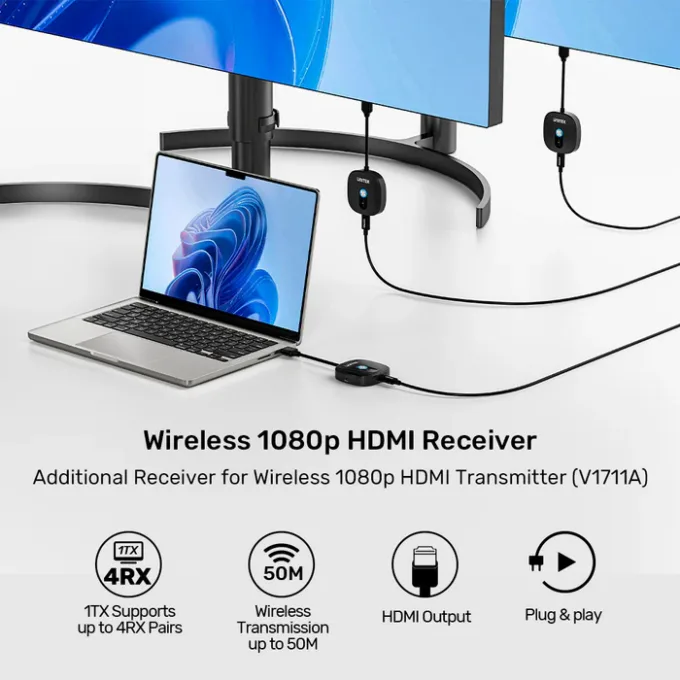 Unitek Wireless HDMl Additional Receiver for V1711A 1080p up to 50m V1711F — image 4
