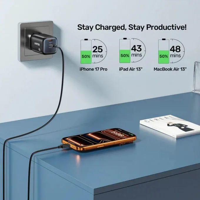 Unitek Charge Wall GaN 45W USBCx2 UK P1129 Black — image 3