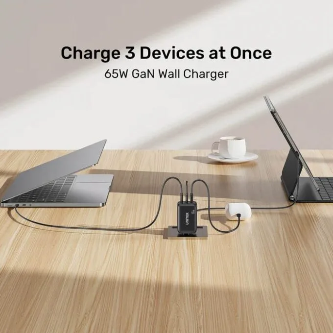 Unitek Charge Wall GaN 65W USBCx2 USBAx1 UK P1130 Black — image 3