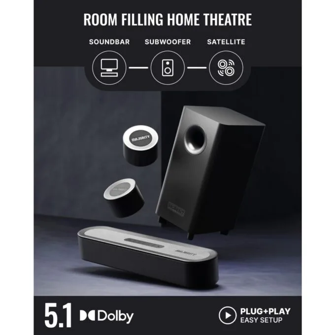 Majority Soundbar BOWFELL HALO DOLBY 5.1 230W Wired Sub & 2 Satellite Speakers — image 4