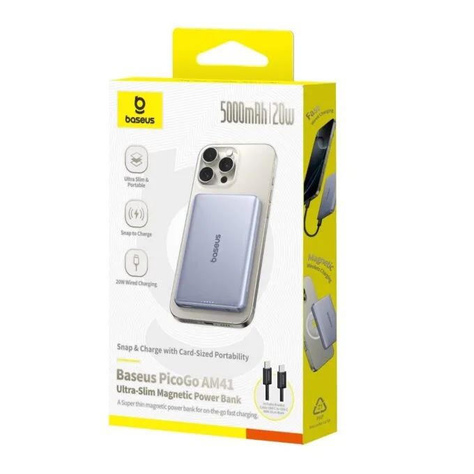 Baseus Powerbank Wireless 20W 5000mAh Magnetic PicoGo AM41 Ultra Black — image 9