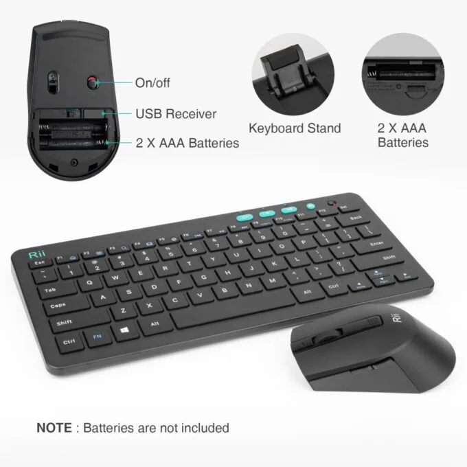 Rii Keyboard & Mouse Wireless 2.4GHz Combo Compact Size RKM709 — image 4