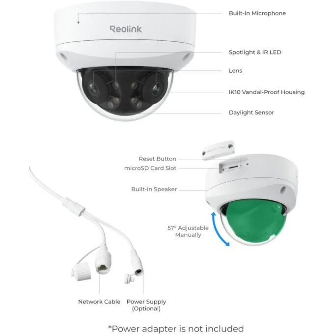 Reolink POE IP Dome Camera 8MP (Duo 2V PoE) IK10 Duo Series P737 — image 6