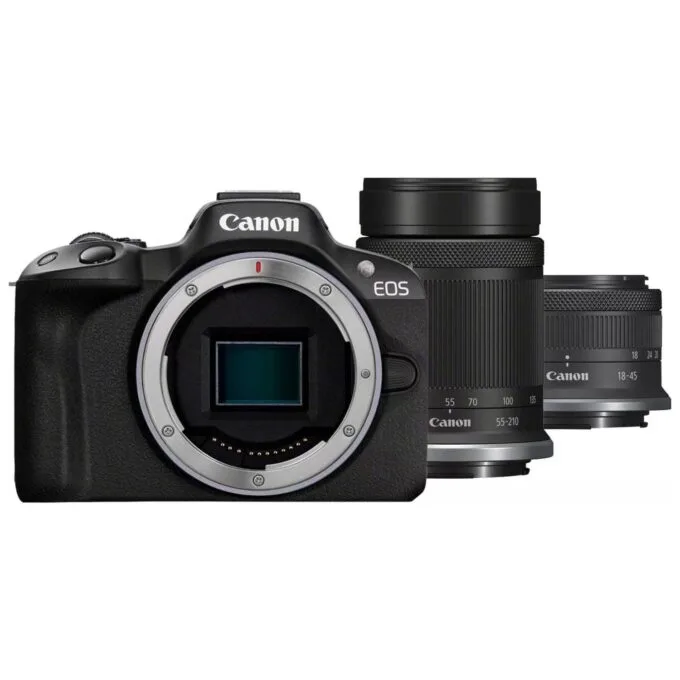 Canon EOS R50 + RF-S 18-45mm IS STM + RF-S 55-210mm IS STM Black — image 1