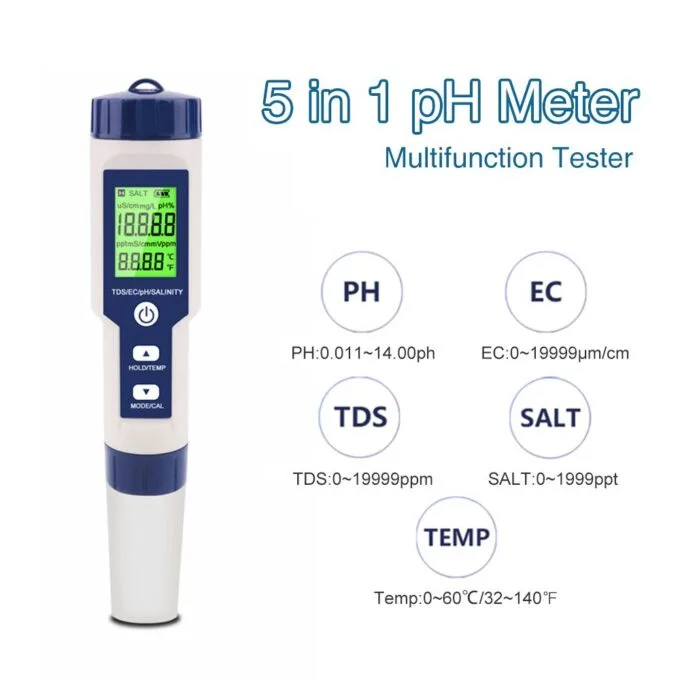 Noyafa Water Quality Tester with 5-in-1 Measurement (pH, TDS, EC, ORP, Temperature), Automatic Calibration, IP65 NF-EZ9909 SP — image 5