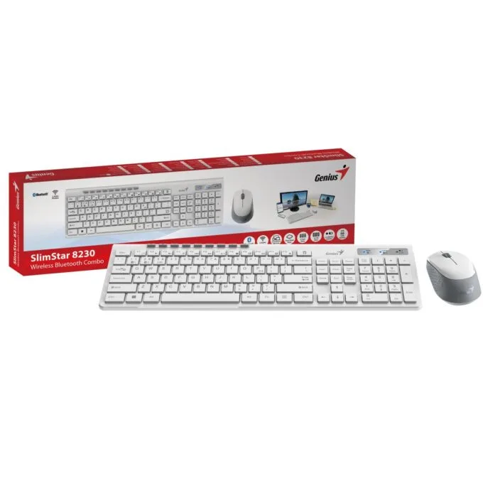 Genius Keyboard-Mouse Set Wireless+BT SlimStar 8230 White English — image 5