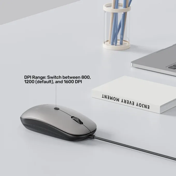 Unitek Mouse Wired USB-A SlimTrack T060 Space Grey — image 5