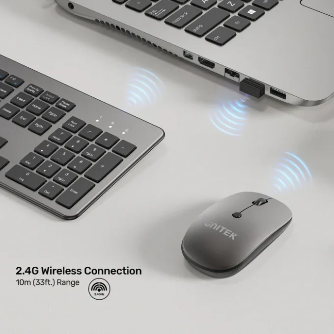 Unitek IT Keyboard & Mouse Combo Wireless 2.4GHz English SlimDuo T054 Space Grey — image 5