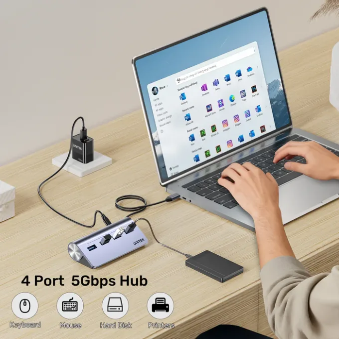 Unitek USB-C Hub 4xUSB-A 5Gbps & USB-C Power Port & 80cm Cable H1337B — image 5