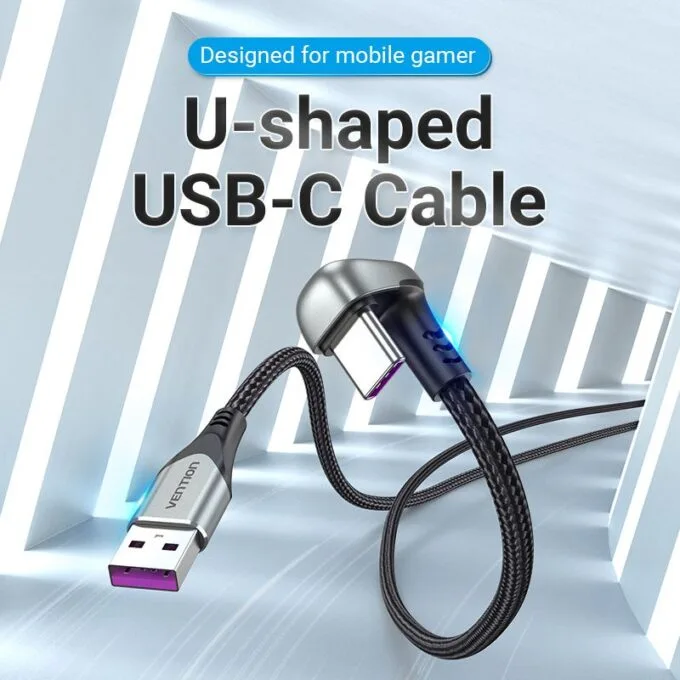 Vention Cable USB-A 2.0 to USB-C U-Shaped 5A Braided 1.0m COHHF — image 5