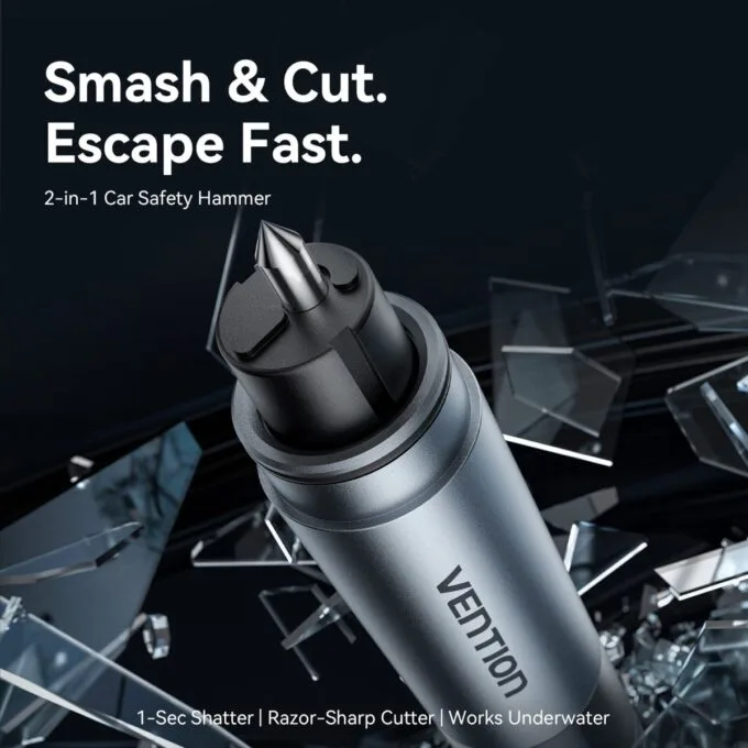 Vention Safety 2-in-1 Car Emergency Tool Glass Breaker + Seatbelt Cutter KRUH0 — image 7