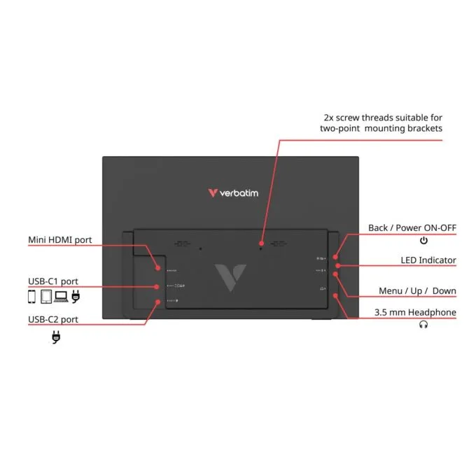 Verbatim Monitor Portable Touch 14" Full-HD USB-C LIGHT Series — image 5