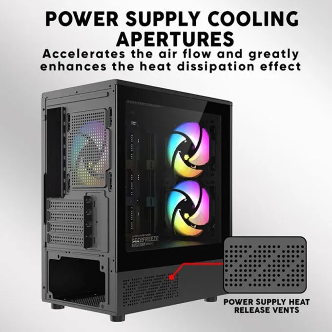 Armaggeddon Gaming Case M-ATX DEEPFREEZE DUPLEX 2 Black 3x ARGB Fans — image 5