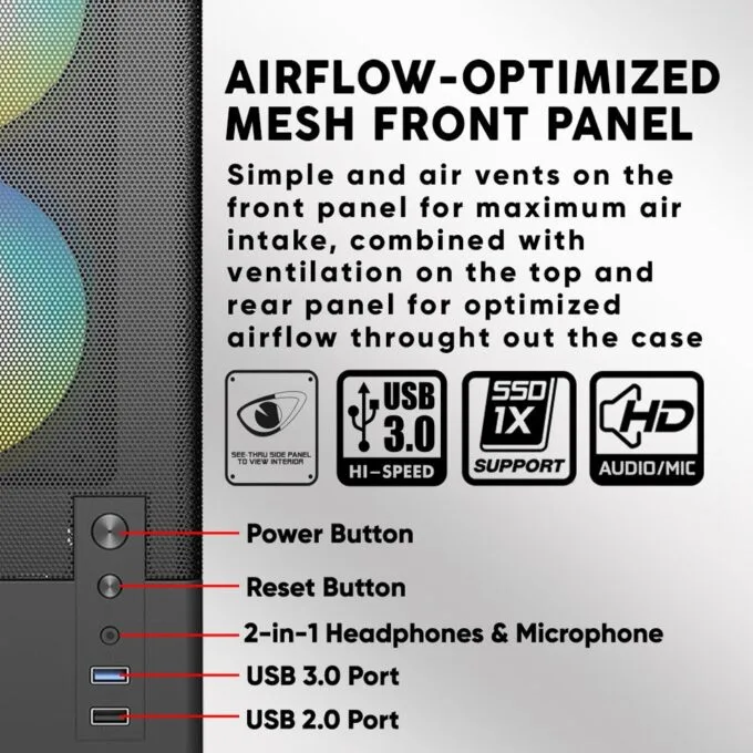 Armaggeddon Gaming Case M-ATX DEEPFREEZE DUPLEX 2 CHROMA Black (3x Chroma Fans) — image 5