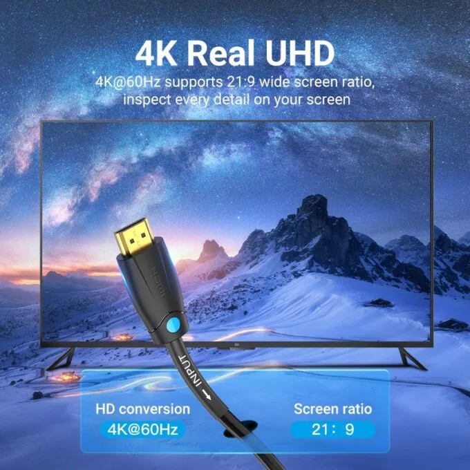 Vention HDMI Cable 2.0 4K60Hz Pro Industrial 5.0m Black AAMBJ — image 3