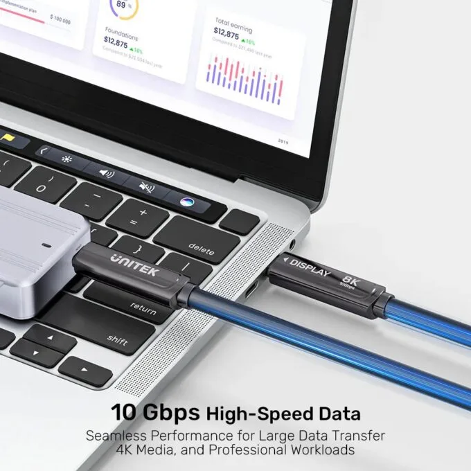 Unitek UC USB-C Fiber Optic 8K Cable 10Gbps 60W PD 15.0m C14178A-15M — image 5