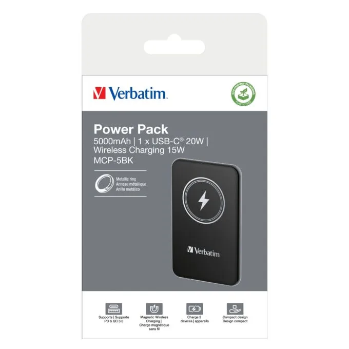 Verbatim Charge `n` Go 15W 5000mAh Wireless Magnetic czarny — image 4