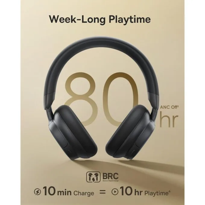 Baseus Headphones Over Ear ANC, LDAC, Spatial Acoustics, 80-Hour Battery, MH1 Black — image 6