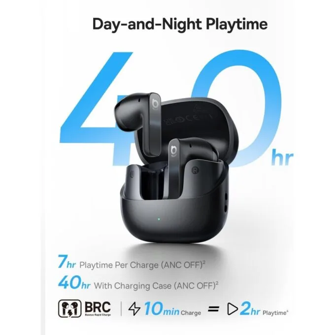 Baseus Headphones In Ear TWS, ANC, LDAC Hi-res Audio, IP55,40H Battery Life, 6-Mic AI ENC, Bass BS1 Black — image 2