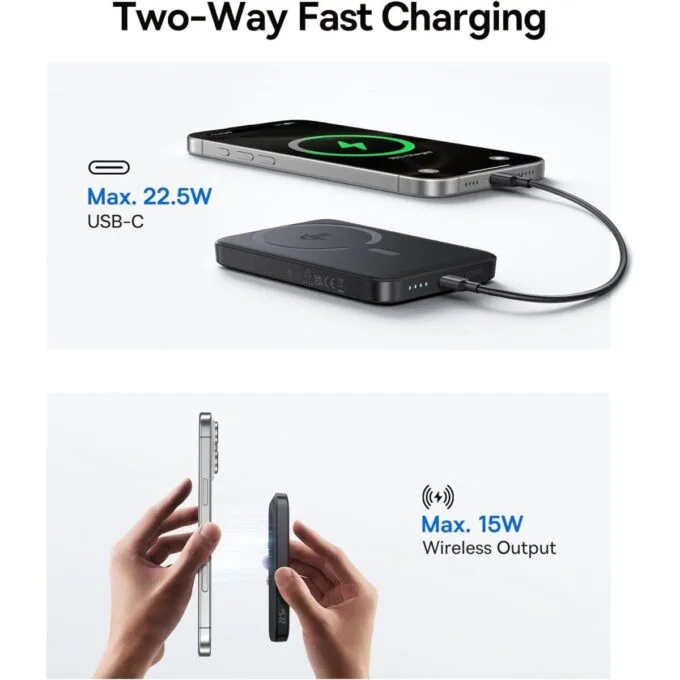 Baseus Powerbank Wireless 22.5W 10000mAh Qi2 EnerFill FM12 Black — image 2
