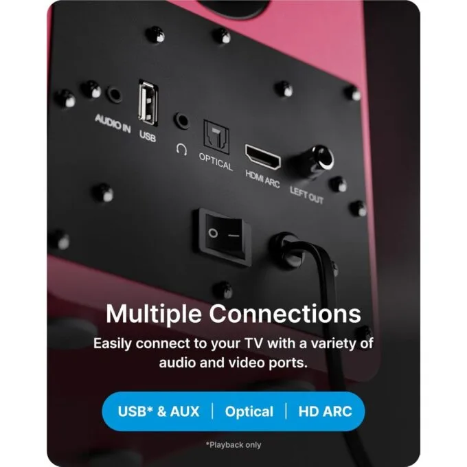 Majority Speakers Active D50X 60W 2.0 BT/USB/Optical/HDMI ARC Maroon (pair) — image 5