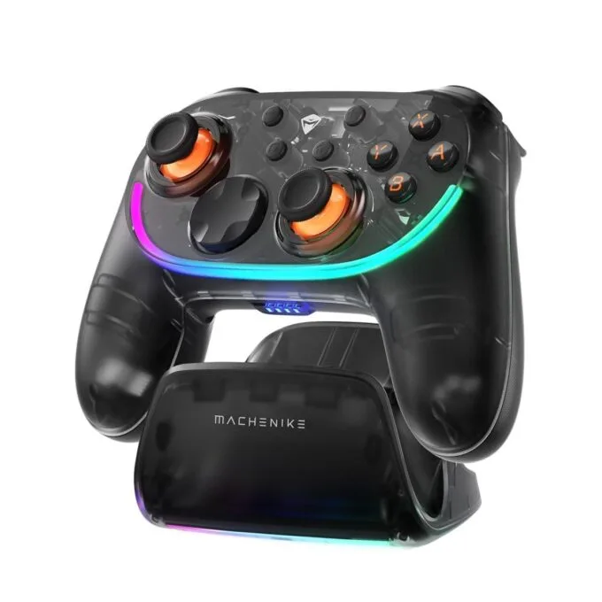 Machenike PC Gamepad Wireless S3 Hall Effect Joystick, RGB Black Lghting, Auto Sleep/Wake, 5-Level Vibration, PC Gamepad for PC/NS/iOS/Android TV with Charging Dock — image 1