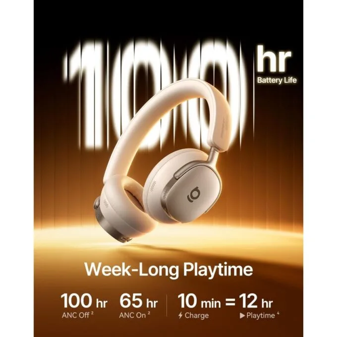 Baseus Headphones Over Ear, ANC, Dolby Audio, Hi-Res Audio, 100H Playtime, Inspire XH1 By BOSE  White — image 3