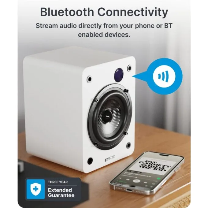 Majority Speakers Active D50X 60W 2.0 BT/USB/Optical/HDMI ARC White (pair) — image 2