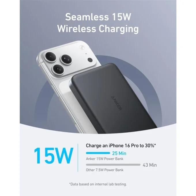 Anker Mobile Powerbank Wireless 10000 15W Ultra Slim Qi2 MagGo Black — image 2