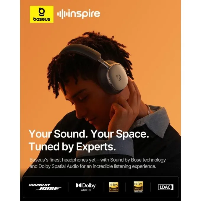 Baseus Headphones Over Ear, ANC, Dolby Audio, Hi-Res Audio, 100H Playtime, Inspire XH1 By BOSE Black — image 2